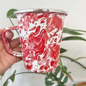 Golden Rabbit Enamelware 16 oz Latte Mug Coffee Cup Oven Dishwasher Safe READ